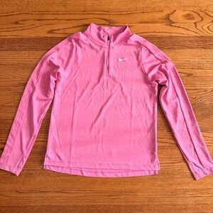 Nike Girls 1/4 Zip Size XL Bubble Gum Pink  Dri-fit Base Layer Athletic